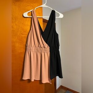 Gilli Top in Black and Pink/Tan Color